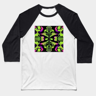 Skeleton and Bones (Lime Green) Baseball T-Shirt